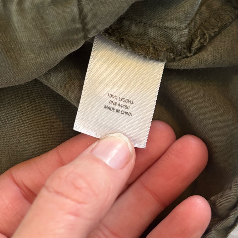 A.N.A Olive Utility Safari Vest Drawstring Waist Cargo Pocket Lyocell Large - Picture 6 of 11